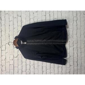 JM Collection‎ Petite Black Zip-Up Jacket with Studded Detail